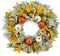Fall Wreaths for Front Door, 22-24” Seasonal Wreath Decorations with Pumpkins/Berries(Flockingleave)4"D x 22"W x 22"H
